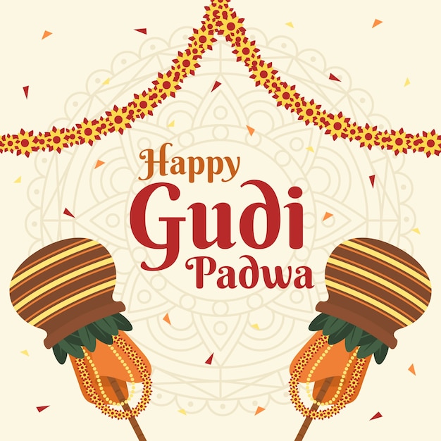 Gratis vector platte ontwerp gudi padwa dag concept