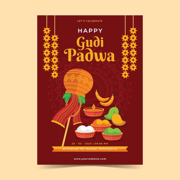 Platte ontwerp gudi padwa poster