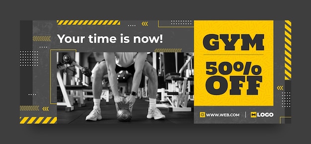 Gratis vector platte ontwerp gym training facebook cover