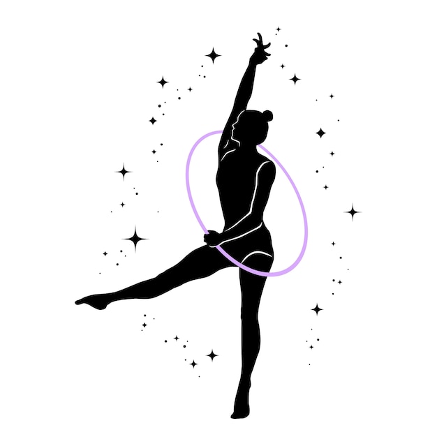 Gratis vector platte ontwerp gymnast silhouet illustratie