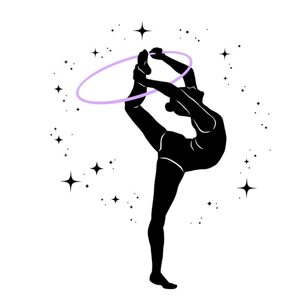 Platte ontwerp gymnast silhouet illustratie