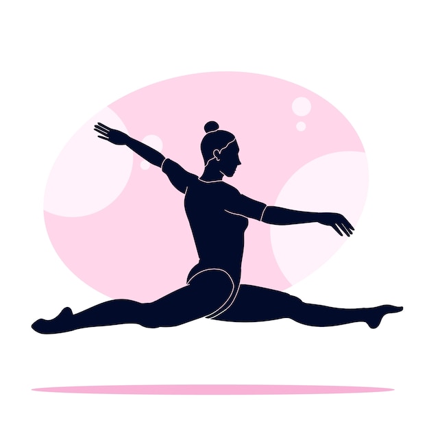 Gratis vector platte ontwerp gymnast silhouet illustratie