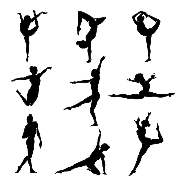 Platte ontwerp gymnast silhouet illustratie