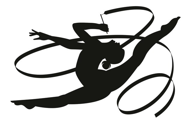 Platte ontwerp gymnast silhouet illustratie