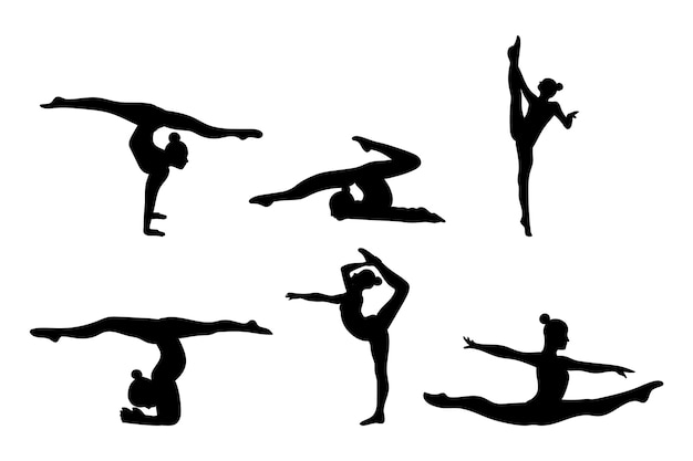 Gratis vector platte ontwerp gymnast silhouet illustratie