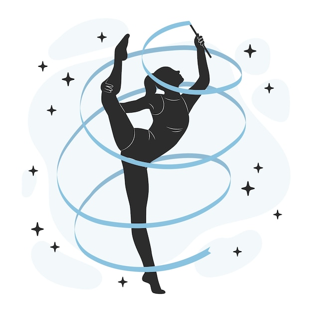 Gratis vector platte ontwerp gymnast silhouet illustratie