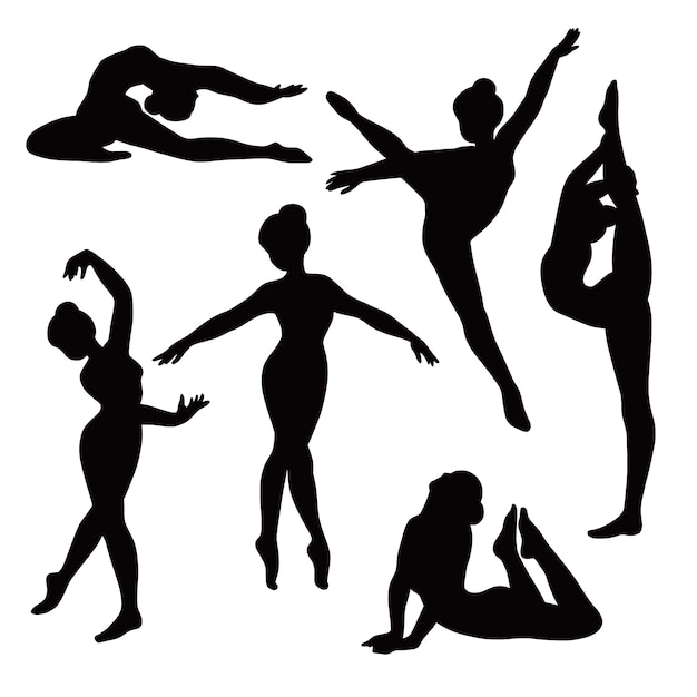 Platte ontwerp gymnast silhouet illustratie