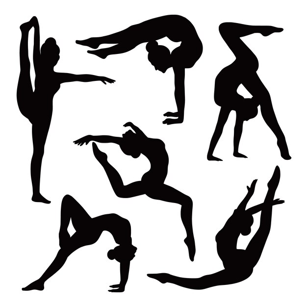 Platte ontwerp gymnast silhouet illustratie