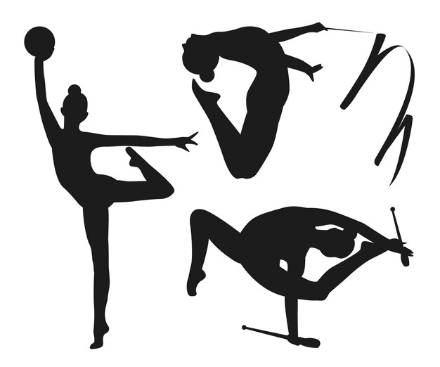 Platte ontwerp gymnast silhouet illustratie