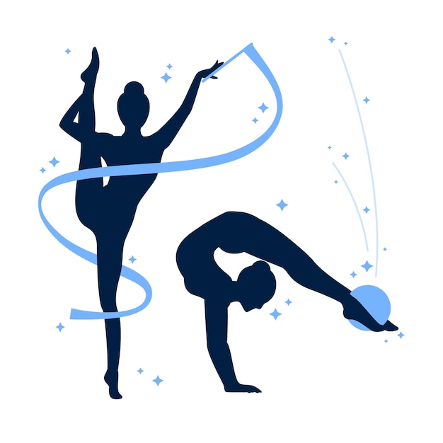 Platte ontwerp gymnast silhouet illustratie