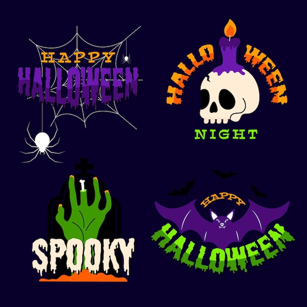 Gratis vector platte ontwerp halloween badge collectie