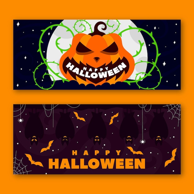 Platte ontwerp halloween banners sjabloon