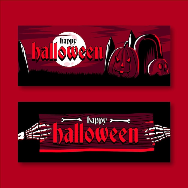 Platte ontwerp halloween banners sjabloon