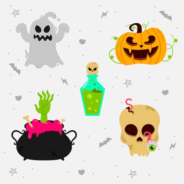 Platte ontwerp halloween element collectie