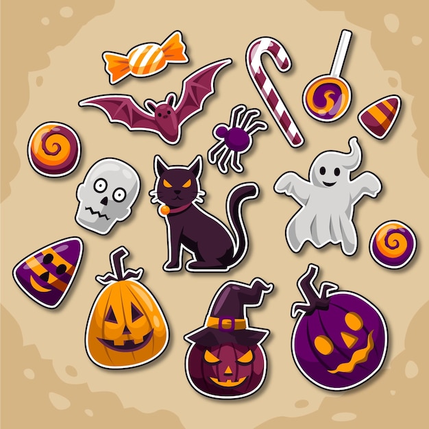 Platte ontwerp halloween element collectie