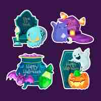 Gratis vector platte ontwerp halloween label collectie