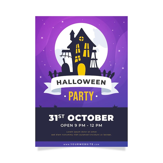 Gratis vector platte ontwerp halloween partij poster sjabloon