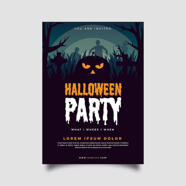 Platte ontwerp halloween party poster