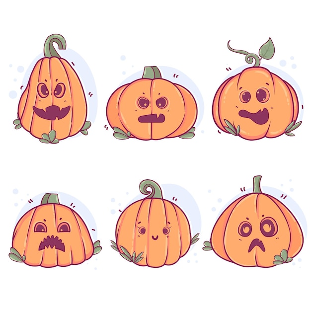 Gratis vector platte ontwerp halloween pompoen collectie