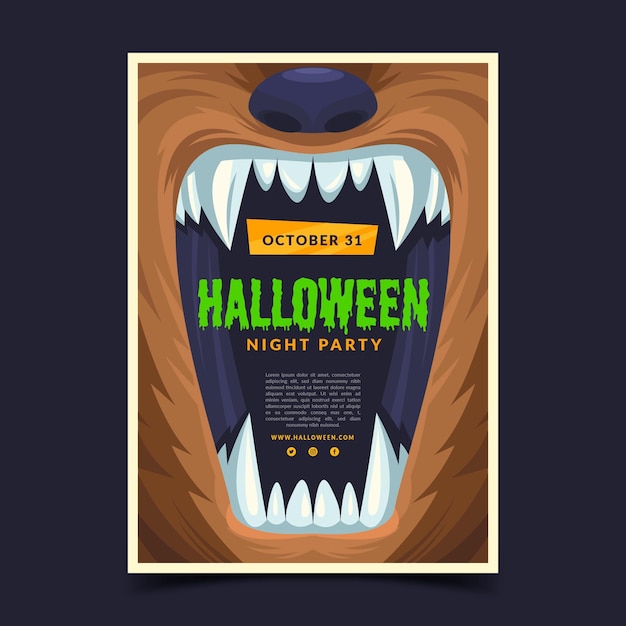 Gratis vector platte ontwerp halloween poster sjabloon thema