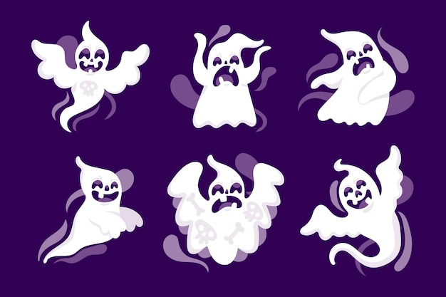 Gratis vector platte ontwerp halloween spookcollectie