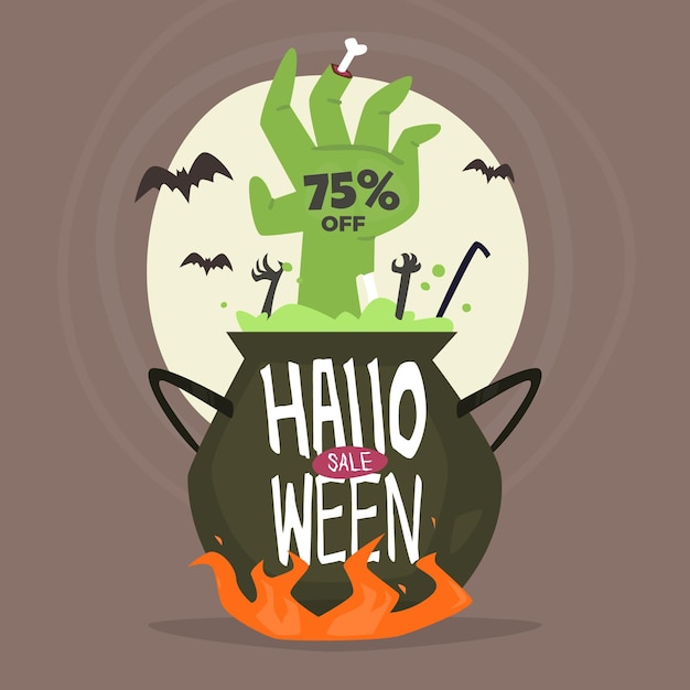 Platte ontwerp halloween verkoop concept