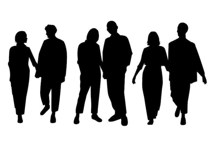 Gratis Vector platte ontwerp hand in hand silhouet