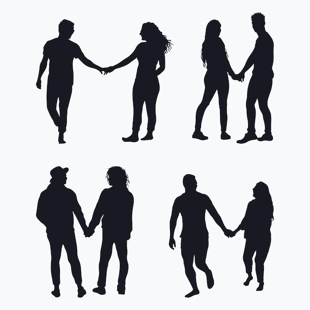 Gratis vector platte ontwerp hand in hand silhouet