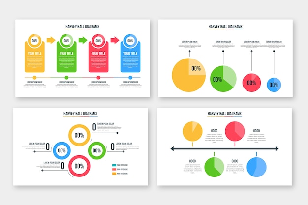 Platte ontwerp harvey ball diagrammen infographic