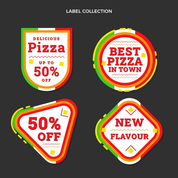 Platte ontwerp heerlijke pizza label collectie