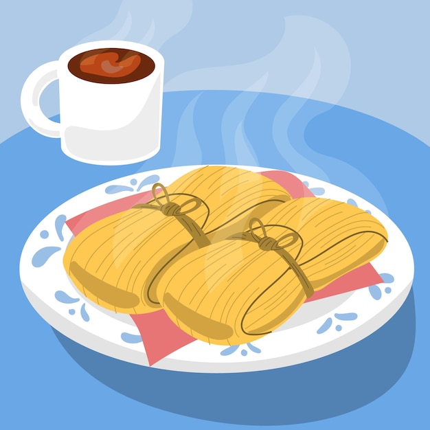 Gratis vector platte ontwerp heerlijke tamales