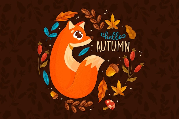 Gratis vector platte ontwerp herfst achtergrond