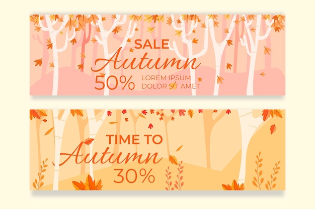 Platte ontwerp herfst verkoop banners