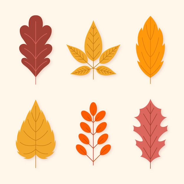 Gratis vector platte ontwerp herfstbladeren collectie