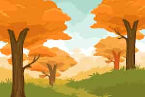 Gratis vector platte ontwerp herfstlandschap