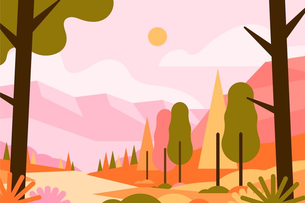 Platte ontwerp herfstlandschap
