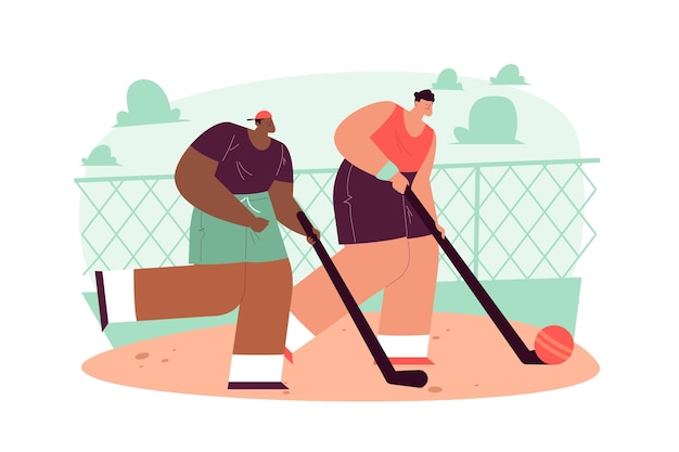 Gratis vector platte ontwerp hockey illustratie