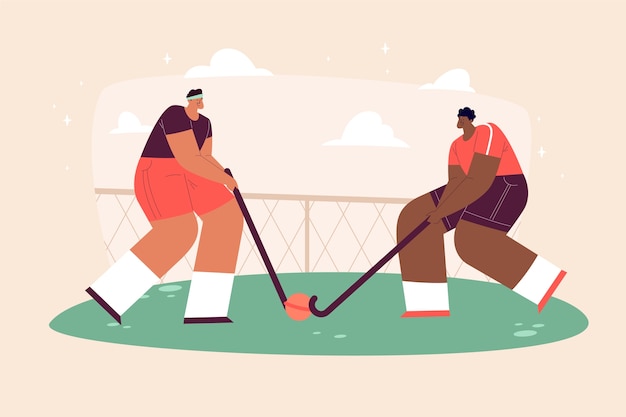 Gratis vector platte ontwerp hockey illustratie