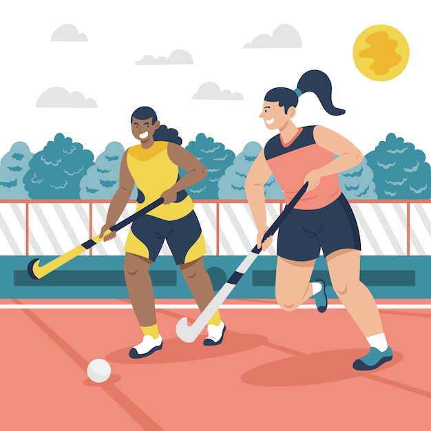 Gratis vector platte ontwerp hockey illustratie