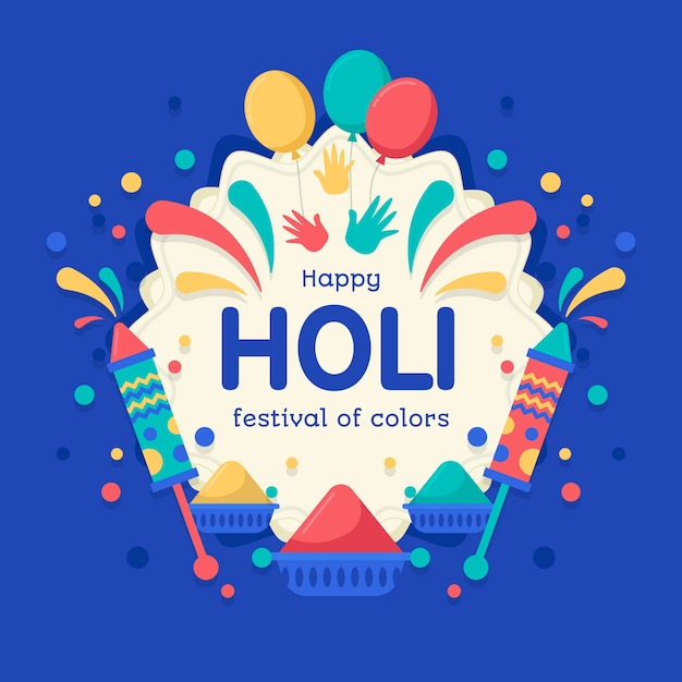 Platte ontwerp holi festival evenement viering