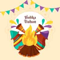 Gratis vector platte ontwerp holika dahan illustratie