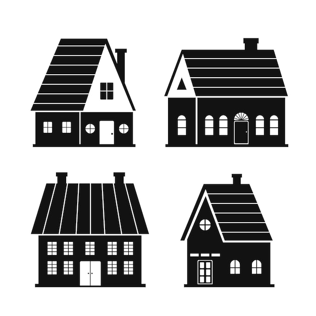 Gratis vector platte ontwerp huis silhouet set