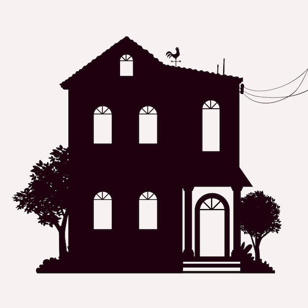 Gratis vector platte ontwerp huis silhouet