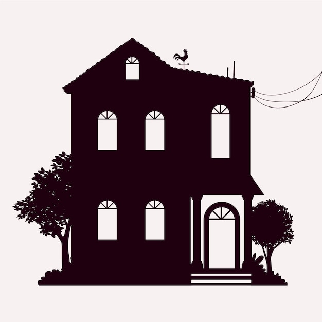 Platte ontwerp huis silhouet