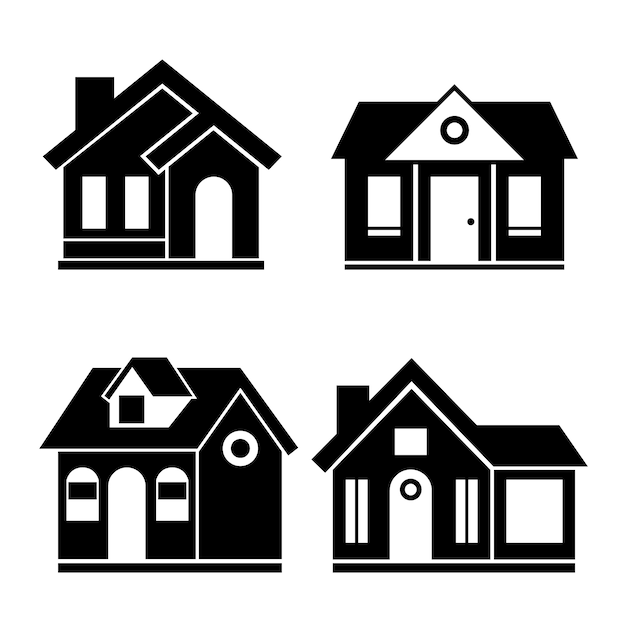 Gratis vector platte ontwerp huis silhouet