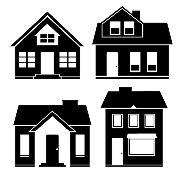 Gratis vector platte ontwerp huis silhouet