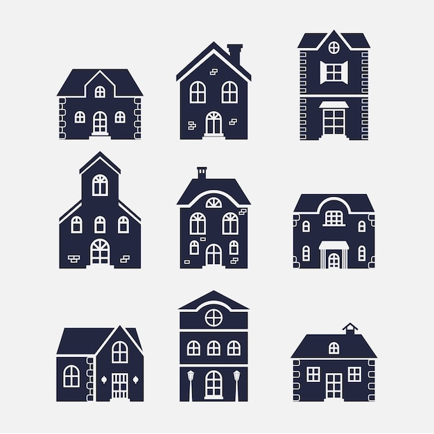 Gratis vector platte ontwerp huis silhouet