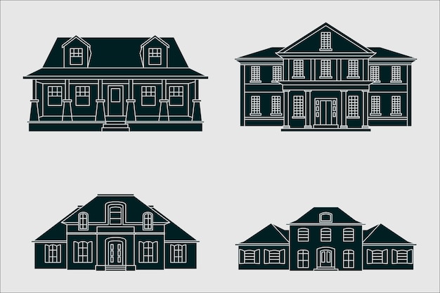 Gratis vector platte ontwerp huis silhouetten