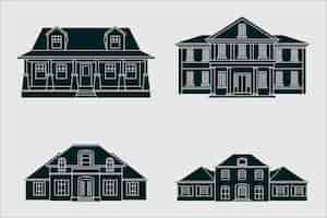 Gratis vector platte ontwerp huis silhouetten