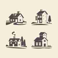 Gratis vector platte ontwerp huis silhouetten